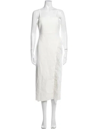 Pre-owned Likely Square Neckline Midi Length Dress In White