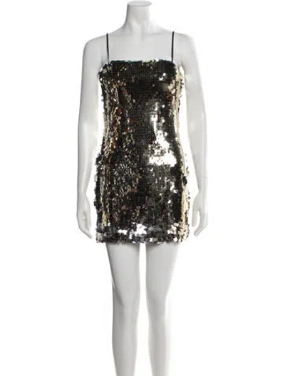 Pre-owned Likely Square Neckline Mini Dress In Gold