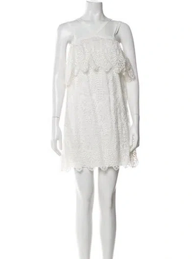 Pre-owned Likely Square Neckline Mini Dress In White