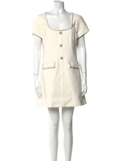 Pre-owned Likely Square Neckline Mini Dress In White