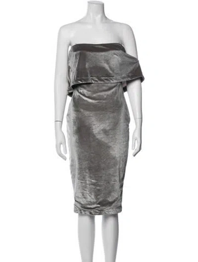 Pre-owned Likely Strapless Knee-length Dress In Gray