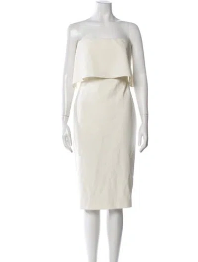 Pre-owned Likely Strapless Knee-length Dress In Neutral