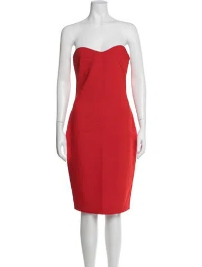 Pre-owned Likely Strapless Knee-length Dress In Red