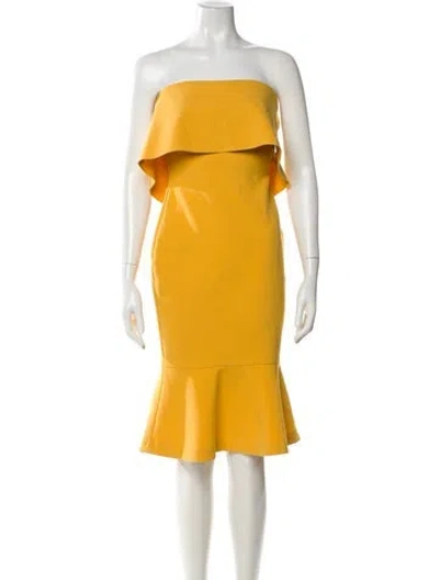 Pre-owned Likely Strapless Knee-length Dress In Yellow