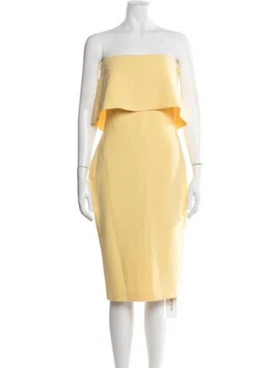 Pre-owned Likely Strapless Knee-length Dress In Yellow