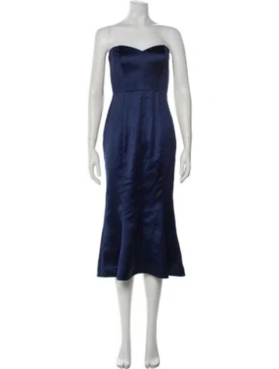 Pre-owned Likely Strapless Midi Length Dress In Blue