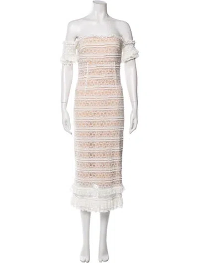 Pre-owned Likely Striped Midi Length Dress W/ Tags In White
