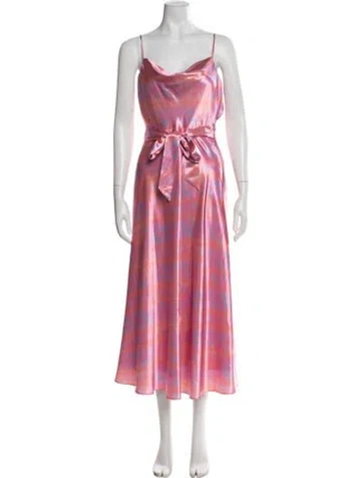 Pre-owned Likely Tie-dye Print Midi Length Dress In Pink