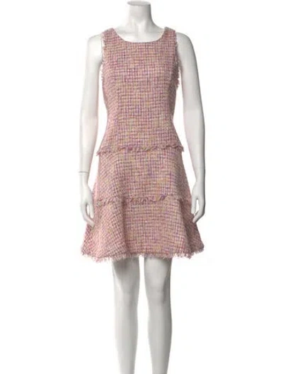 Pre-owned Likely Tweed Pattern Mini Dress In Metallic/pink