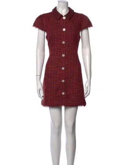 Pre-owned Likely Tweed Pattern Mini Dress W/ Tags In Burgundy