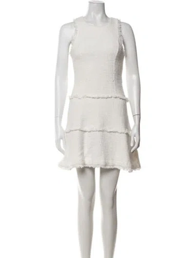 Pre-owned Likely Tweed Pattern Mini Dress In White
