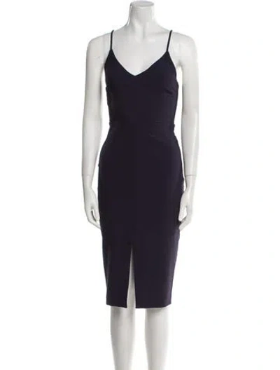 Pre-owned Likely V-neck Knee-length Dress In Blue