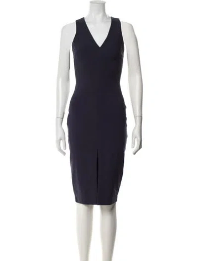 Pre-owned Likely V-neck Knee-length Dress In Blue