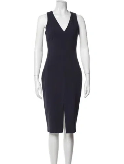 Pre-owned Likely V-neck Knee-length Dress In Blue