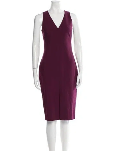 Pre-owned Likely V-neck Knee-length Dress In Purple
