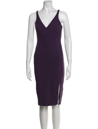 Pre-owned Likely V-neck Knee-length Dress In Purple