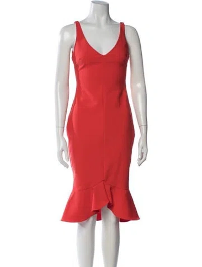 Pre-owned Likely V-neck Knee-length Dress In Red