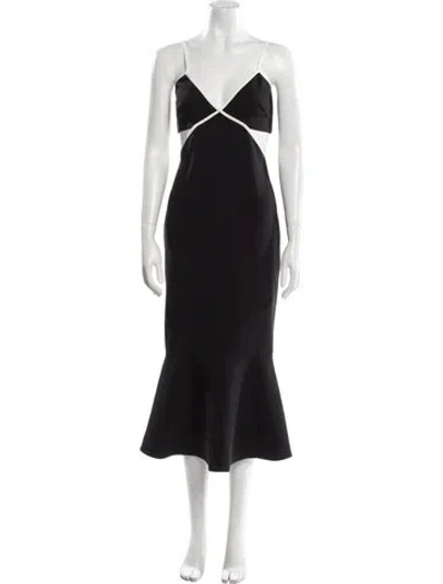 Pre-owned Likely V-neck Long Dress In Black