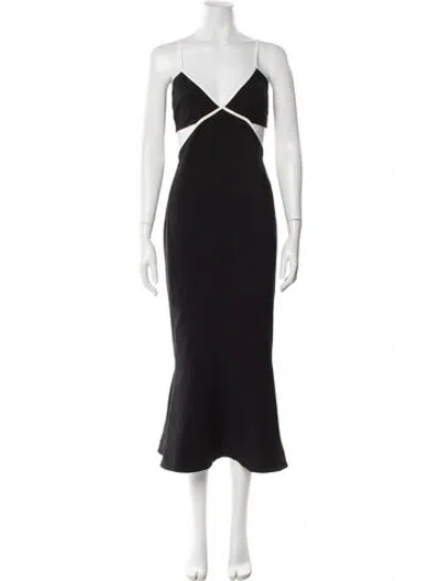 Pre-owned Likely V-neck Long Dress In Black