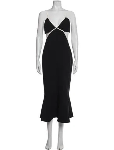 Pre-owned Likely V-neck Long Dress In Black