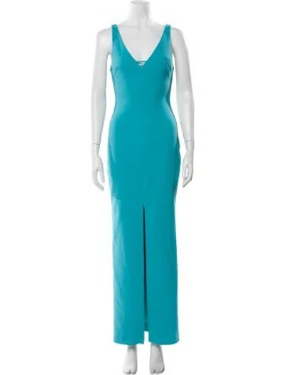 Pre-owned Likely V-neck Long Dress In Blue