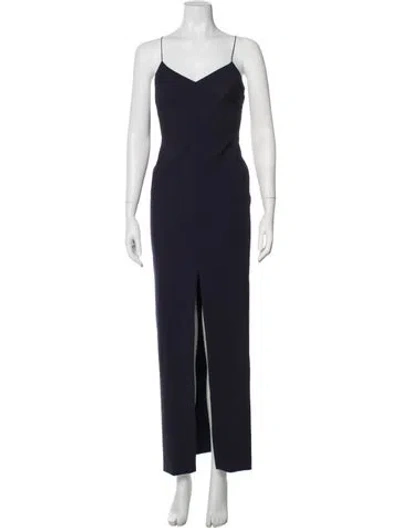 Pre-owned Likely V-neck Long Dress In Blue