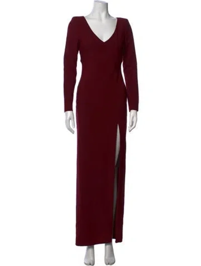 Pre-owned Likely V-neck Long Dress In Burgundy