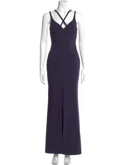 Pre-owned Likely V-neck Long Dress In Purple