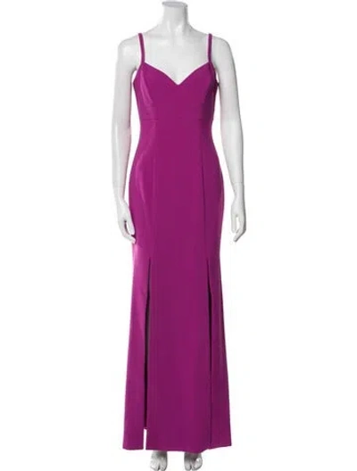 Pre-owned Likely V-neck Long Dress In Purple