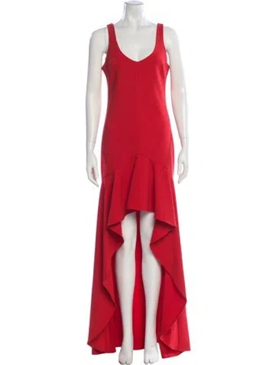 Pre-owned Likely V-neck Long Dress In Red