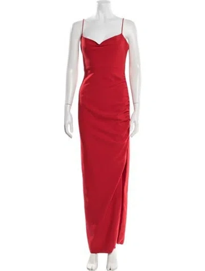 Pre-owned Likely V-neck Long Dress In Red