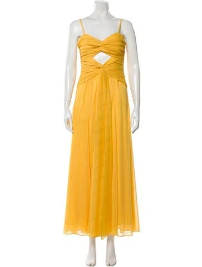 Pre-owned Likely V-neck Long Dress In Yellow