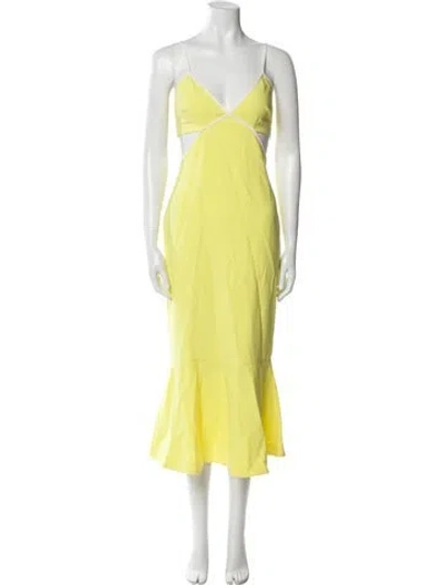 Pre-owned Likely V-neck Long Dress In Yellow