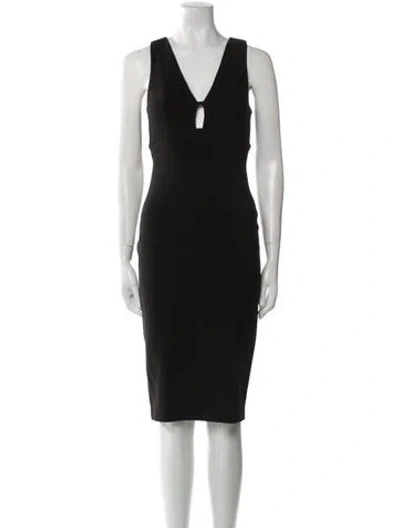 Pre-owned Likely V-neck Midi Length Dress In Black