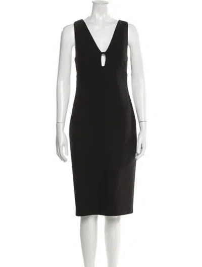Pre-owned Likely V-neck Midi Length Dress In Black