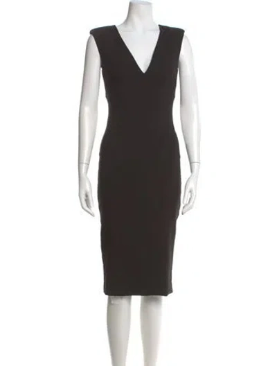 Pre-owned Likely V-neck Midi Length Dress In Black