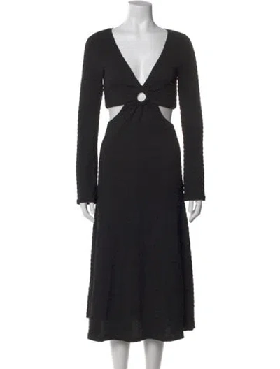 Pre-owned Likely V-neck Midi Length Dress In Black