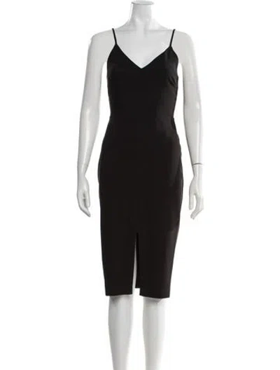 Pre-owned Likely V-neck Midi Length Dress In Black