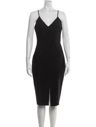 Pre-owned Likely V-neck Midi Length Dress In Black