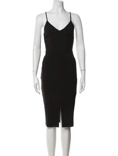 Pre-owned Likely V-neck Midi Length Dress In Black