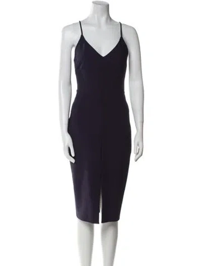 Pre-owned Likely V-neck Midi Length Dress In Blue