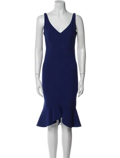 Pre-owned Likely V-neck Midi Length Dress In Blue