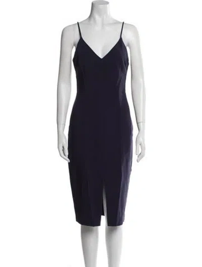 Pre-owned Likely V-neck Midi Length Dress In Blue