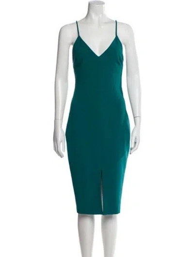 Pre-owned Likely V-neck Midi Length Dress In Blue