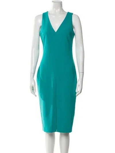 Pre-owned Likely V-neck Midi Length Dress In Blue