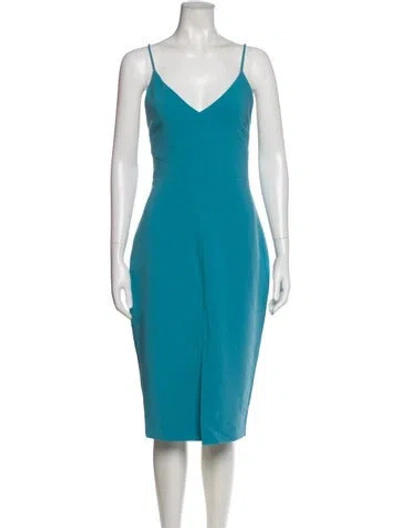 Pre-owned Likely V-neck Midi Length Dress In Blue
