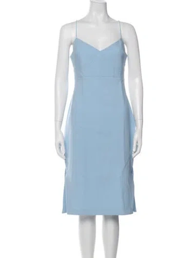 Pre-owned Likely V-neck Midi Length Dress In Blue