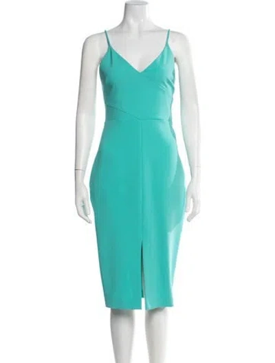 Pre-owned Likely V-neck Midi Length Dress In Blue