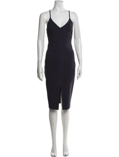 Pre-owned Likely V-neck Midi Length Dress In Blue