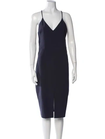 Pre-owned Likely V-neck Midi Length Dress In Blue